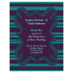 Teal and Dark Blue Striped Wedding Personalized Flyer