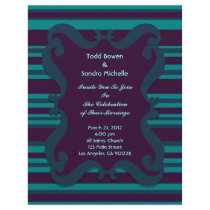 Teal and Dark Blue Striped Wedding Personalized Letterhead
