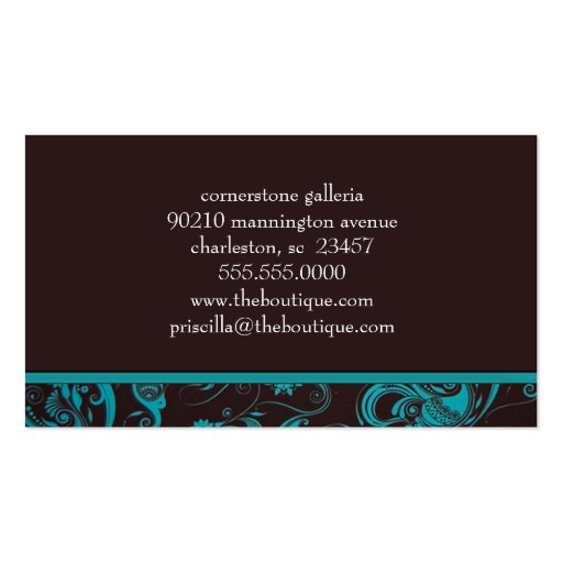 Teal and Espresso Modern Business Profile Card Business Card (back side)