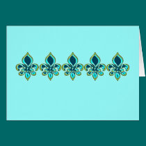 Teal and Gold Fleur de Lis Art cards