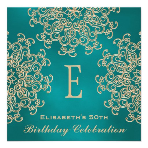 TEAL AND GOLD INDIAN INSPIRED BIRTHDAY INVITATION