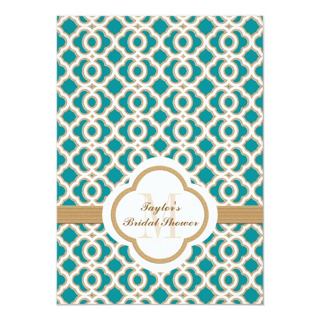 Teal and Gold Moroccan Bridal Shower Invites