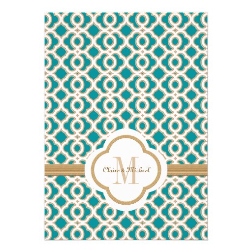 Teal and Gold Moroccan Wedding Invitations