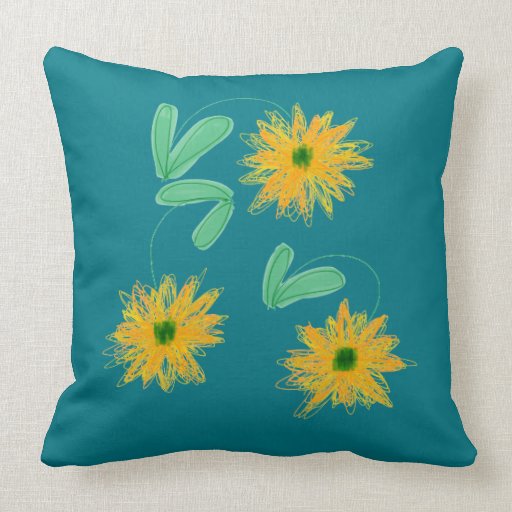 Teal And Golden Yellow Throw Pillow Zazzle