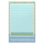 Teal and Green Hearts Stationery - optional lines