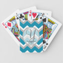 Teal and Grey Chevron Monogram Playing Cards