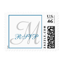 Teal and Grey Monogram and RSVP Stamp by monogramgallery Teal and Grey Monogram and RSVP Stamp