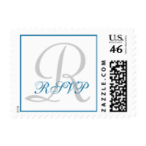 Teal and Grey Monogram R and RSVP Stamp