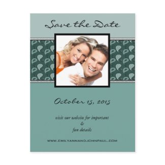 Teal and Ivory Paisley Save The Date Your Photos postcard