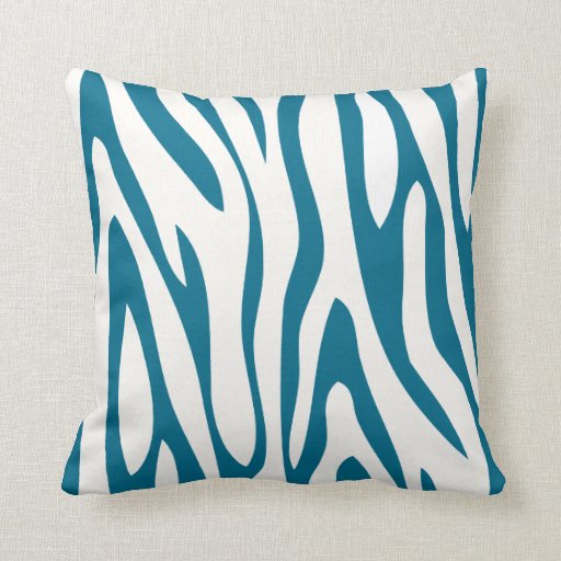 Teal and Off White Zebra Design Pillow Zazzle