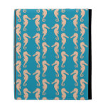 Teal and Peach Color Seahorse Pattern. iPad Case