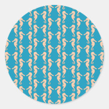 Teal and Peach Color Seahorse Pattern. Sticker