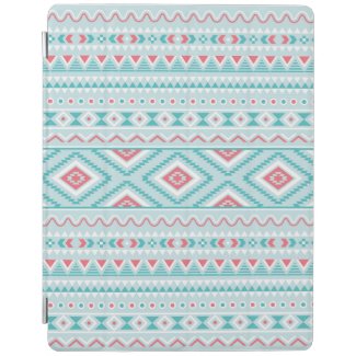 Teal and Pink Aztec Tribal Pattern iPad Cover
