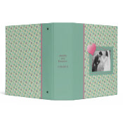 Teal and Pink Circles Wedding Album binder