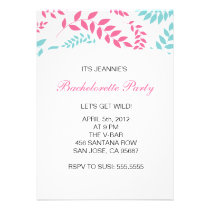 Teal and Pink Ferns Foliage Bachelorette Party invitations