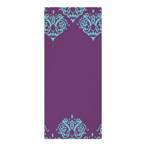 Teal and Purple Damask Wedding Invitation
