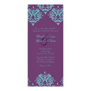 Teal and Purple Damask Wedding Invitation 4