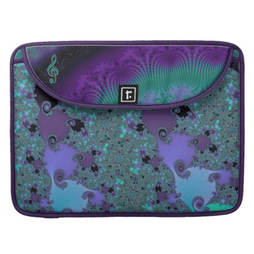 Teal and Purple Fractal Sleeve with Music Clef Macbook Pro Sleeves