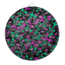 Teal and Purple Geometric Explosion Dart Boards