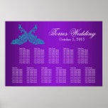 Teal and Purple Peacock Seating Chart Poster