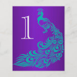 Teal and Purple Peacock Table Numbers Flyers