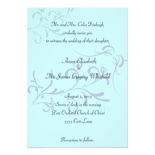 Teal and Purple Swirl Invitations