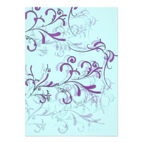Teal and Purple Swirl Invitations