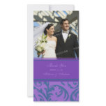 Teal and Purple Swirl Thank You Wedding Photo Card