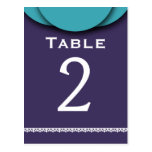 TEAL and PURPLE with Lace V13A Table Number Postcards