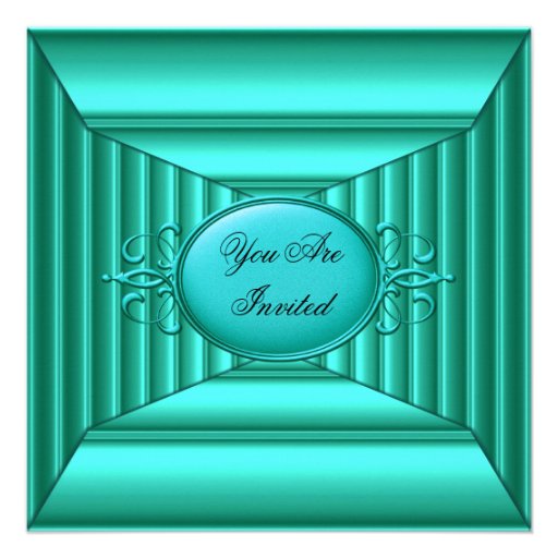 Teal and Teal Art Deco Invitation