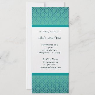 Teal and Turquoise Damask Baby Shower Invitations invitation