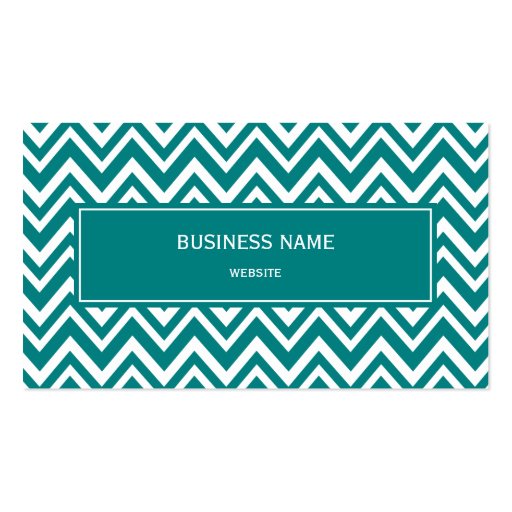 Teal and White Chevron Pattern Business Cards (back side)