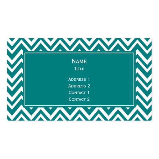 Teal and White Chevron Pattern Business Cards (front side)