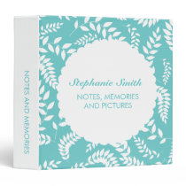 Teal and White Fern Foliage Pattern Binder binders