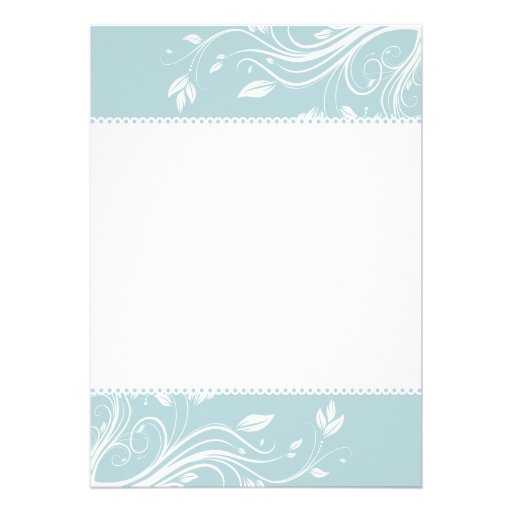 Teal and White Floral Swirls Wedding Invitation