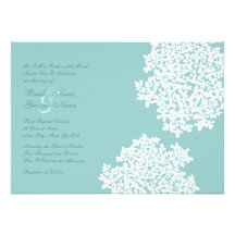 Teal and White Floral Wedding Invitations