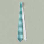 Teal and White Gingham Check Tie