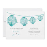Teal and White Lanterns Wedding Invitation