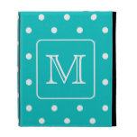 Teal and White Polka Dot Pattern. Custom Monogram.