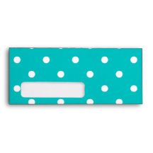 Teal and White Polka Dot Pattern. Custom Monogram. Envelopes