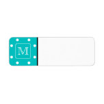 Teal and White Polka Dot Pattern. Custom Monogram. Return Address Labels