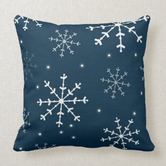 Teal and White Snowflake Pillow