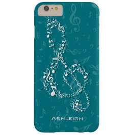 Teal and White Treble Clef Music Notes