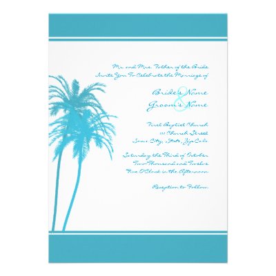 Teal and White Tropical Palms Invitation