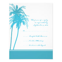 Teal and White Tropical Palms Invitation RSVP