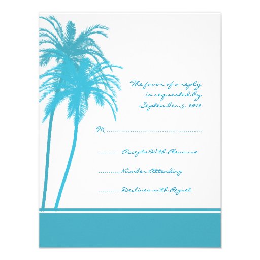 Teal and White Tropical Palms Invitation RSVP