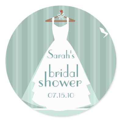 Teal and White Wedding Dress Bridal Shower Stickers by stickercaboodle