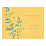 Teal and Yellow Country Floral Wedding RSVP Custom Announcement
