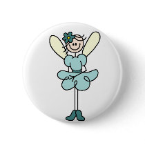 Teal Angel Fairy Button