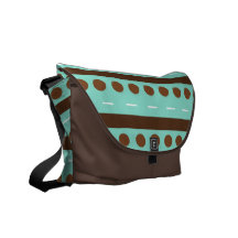 Teal Ann Brown Polka Dots and Stripes Pattern Courier Bags